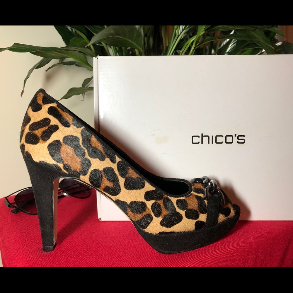 Leopard CHICO’S Calf Hair and Suede Heels